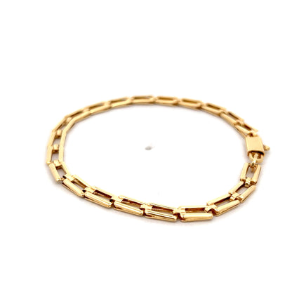 Rectangular Paperclip Link Bracelet 18k Yellow Gold