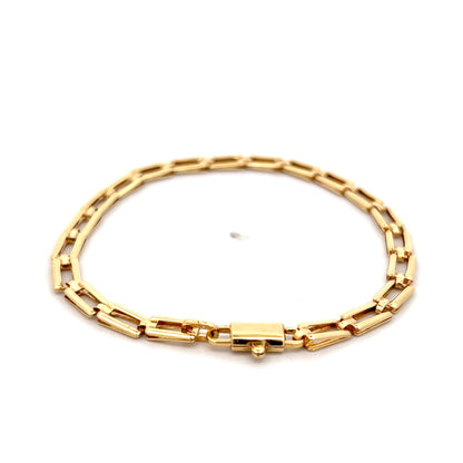 Rectangular Paperclip Link Bracelet 18k Yellow Gold