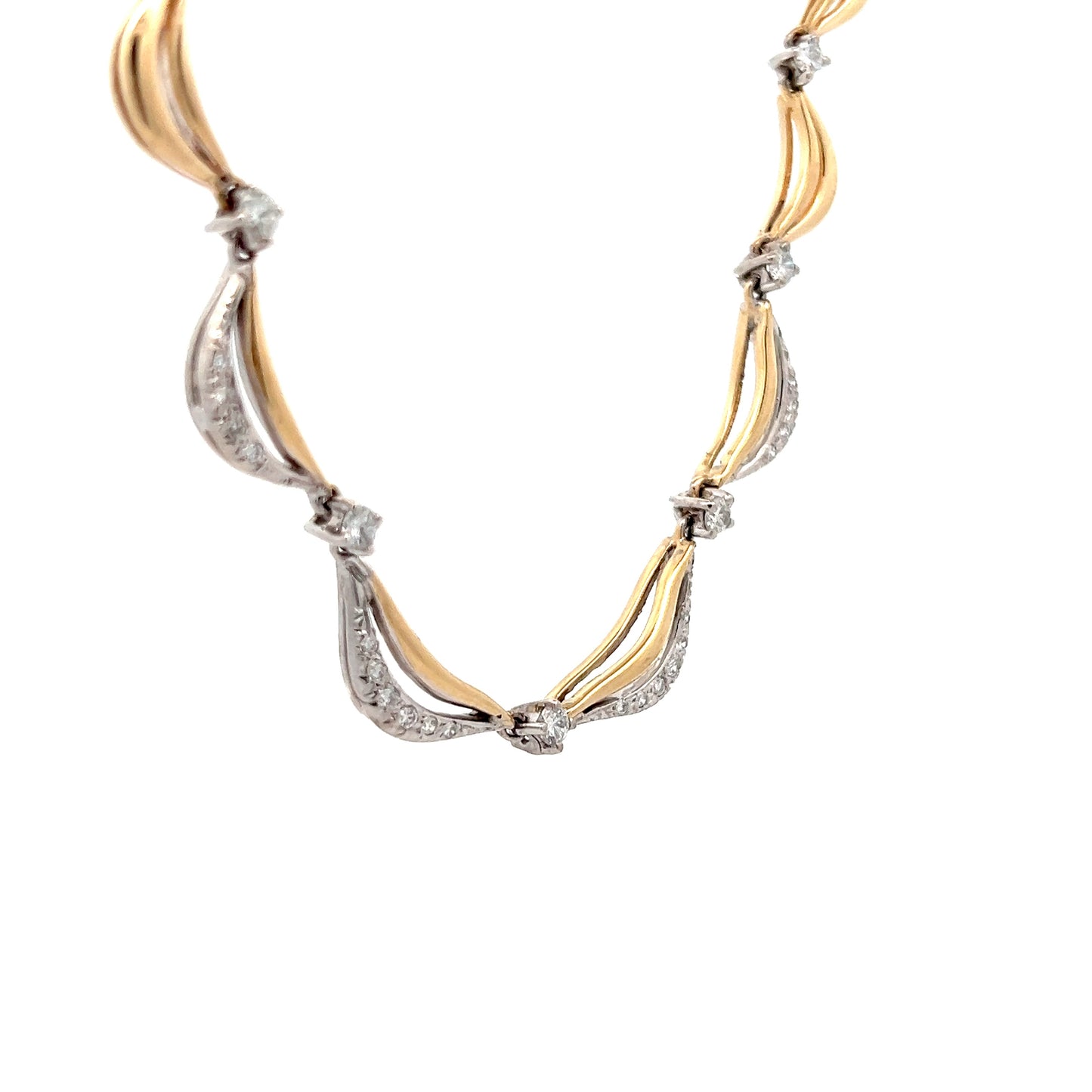 1.78 Diamond Collar Necklace 14k Two-Tone Gold