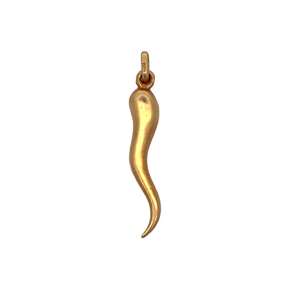 Vintage Mid-Century Cornicello Charm 14k Yellow Gold