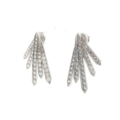 5.00 Diamond Spray Drop Earrings Platinum