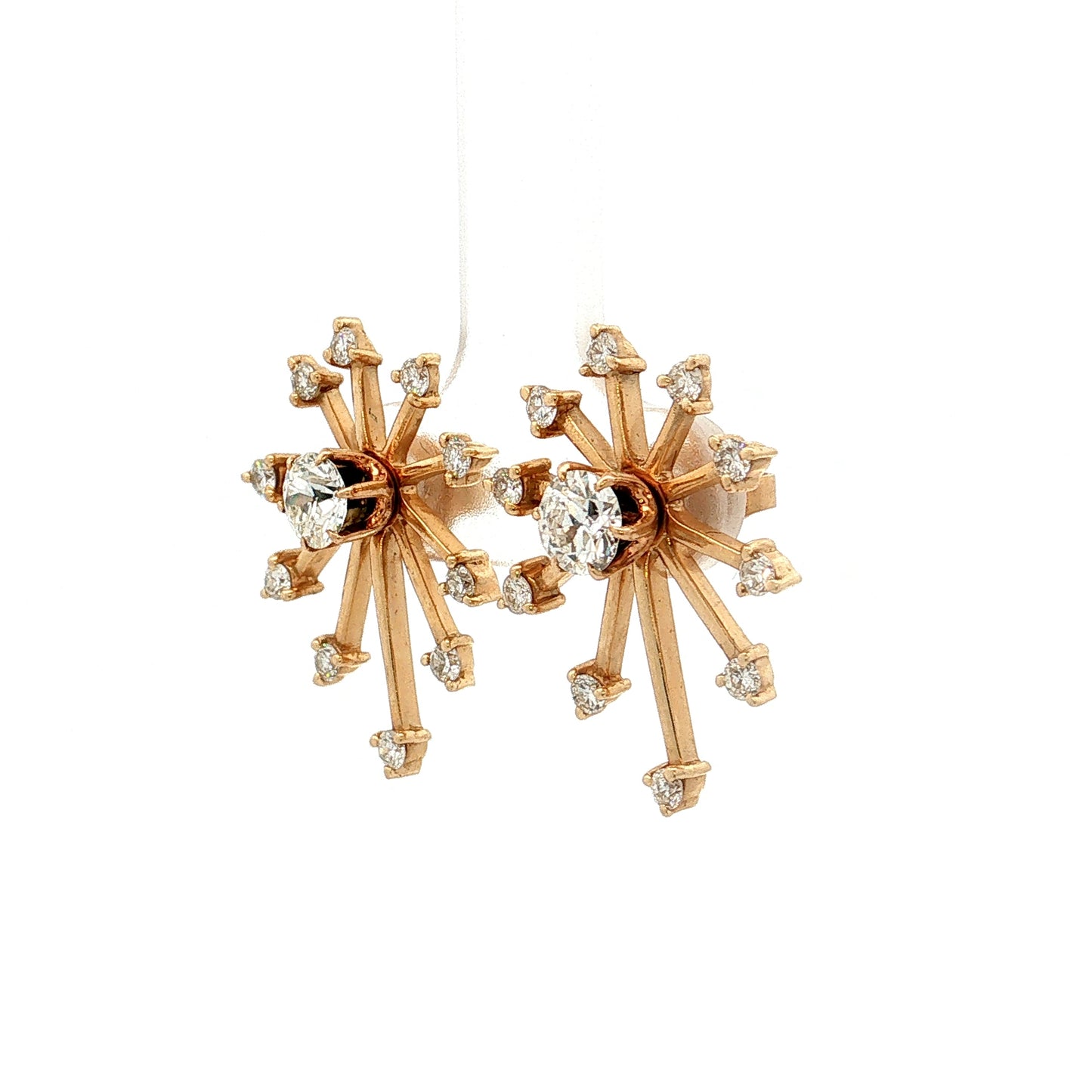 Diamond Starburst Stud Earrings 14k Yellow Gold