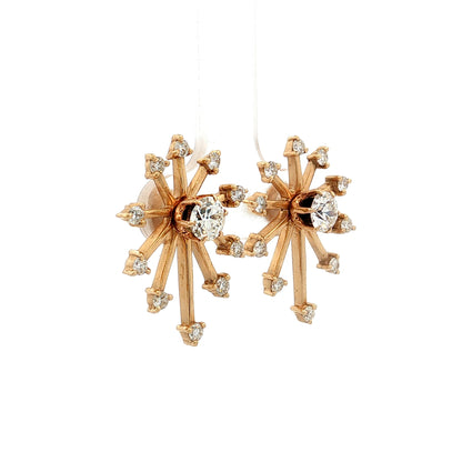 Diamond Starburst Stud Earrings 14k Yellow Gold