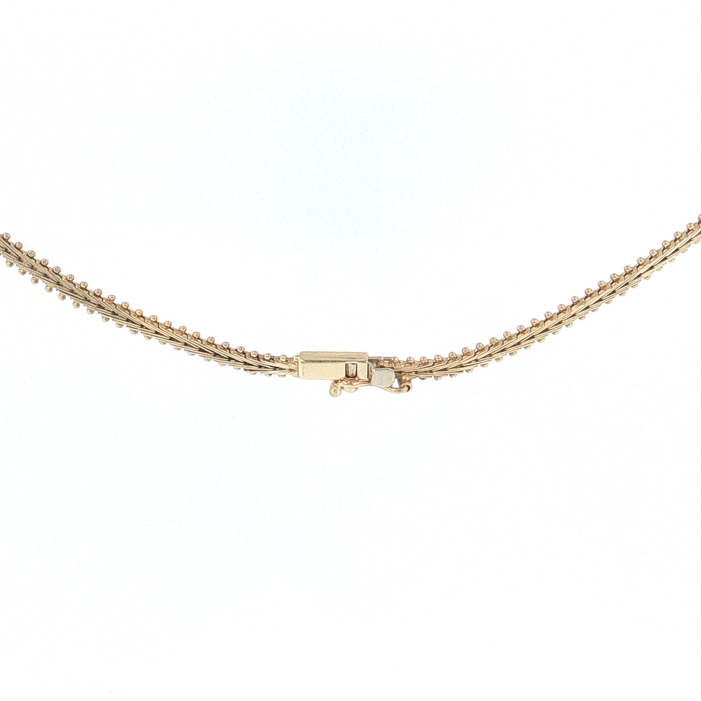 Tri-Color Herringbone Collar Necklace 14k Gold