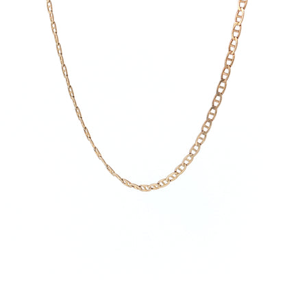 23.75" Flat Mariner Link Chain Necklace 14k Yellow Gold