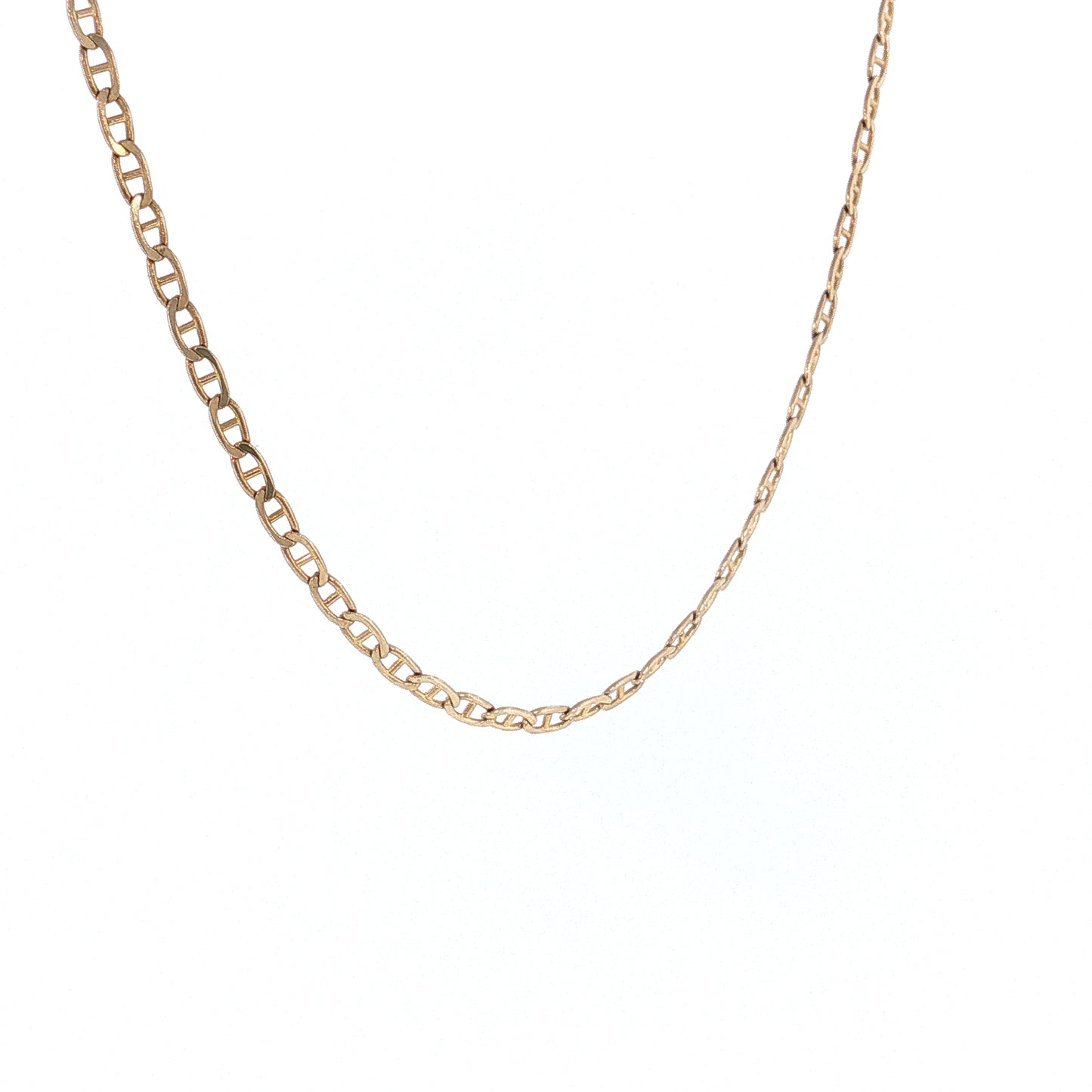 23.75" Flat Mariner Link Chain Necklace 14k Yellow Gold