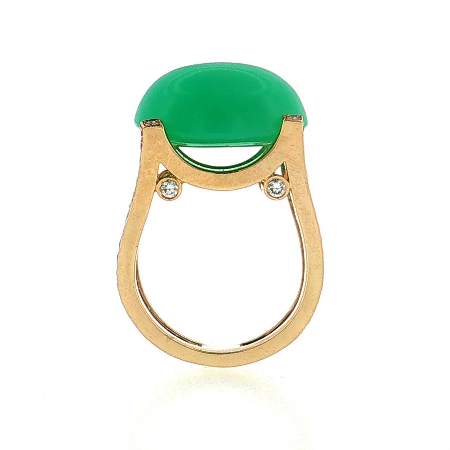 18.48 Chrysoprase Cocktail Ring 18k Yellow Gold