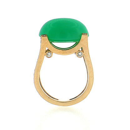 18.48 Chrysoprase Cocktail Ring 18k Yellow Gold