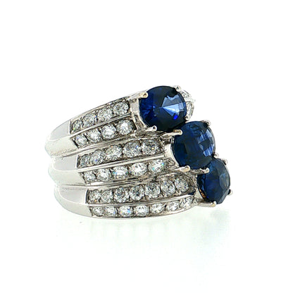 5.54 Sapphire & Diamond Cocktail Ring 18K White Gold