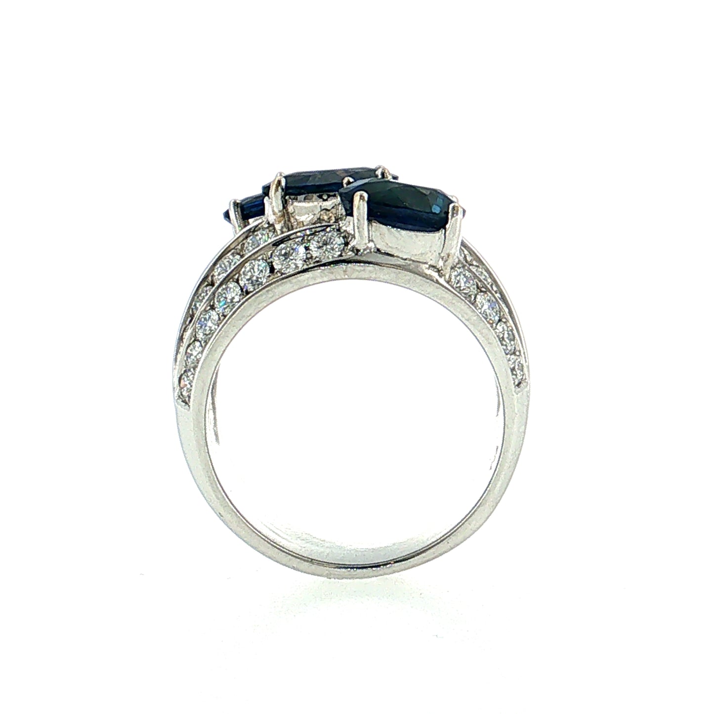 5.54 Sapphire & Diamond Cocktail Ring 18K White Gold
