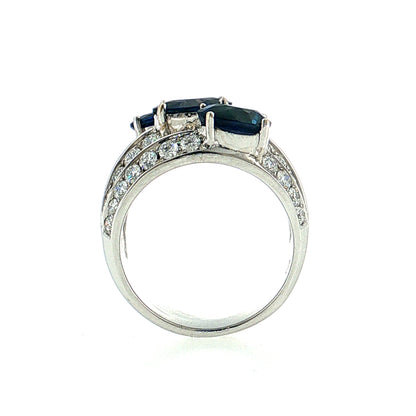 5.54 Sapphire & Diamond Cocktail Ring 18K White Gold