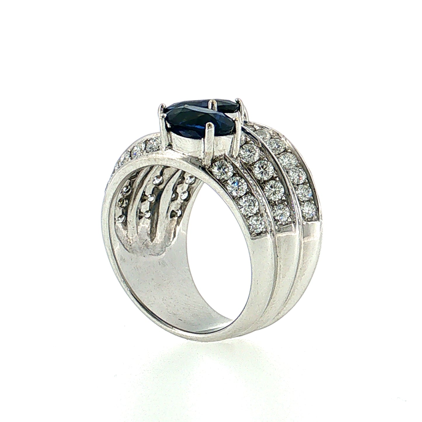 5.54 Sapphire & Diamond Cocktail Ring 18K White Gold