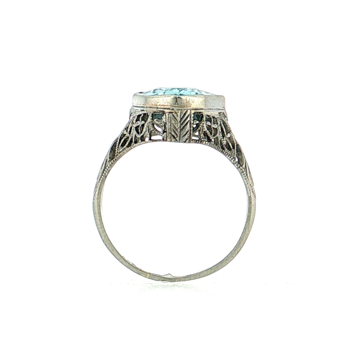 3.29 Vintage Art Deco Aquamarine Cocktail Ring 14k