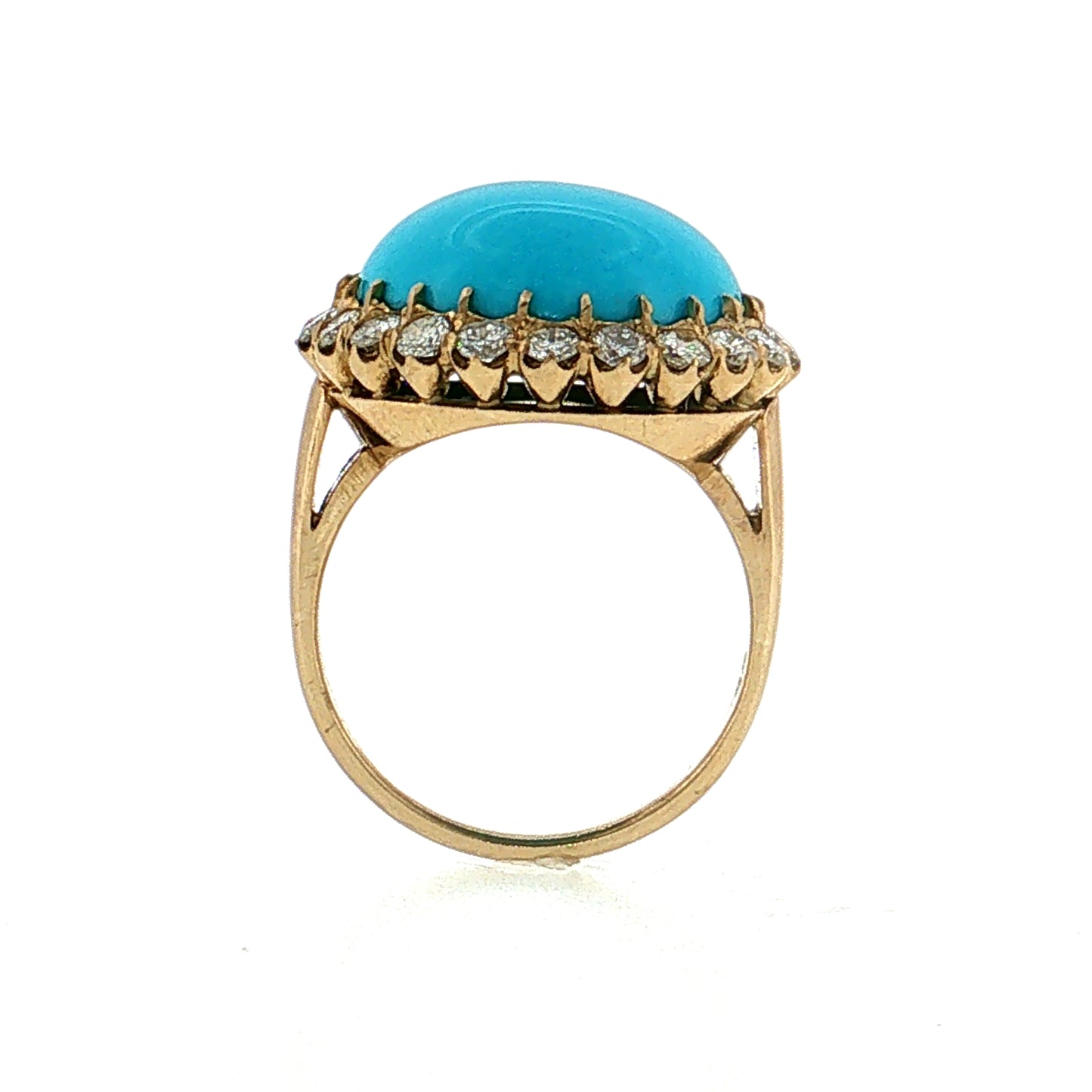 Turquoise & Diamond Cocktail Ring 18k Yellow Gold