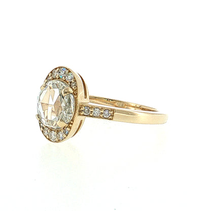 1.50 Rose Cut Diamond Halo Engagement Ring 14k