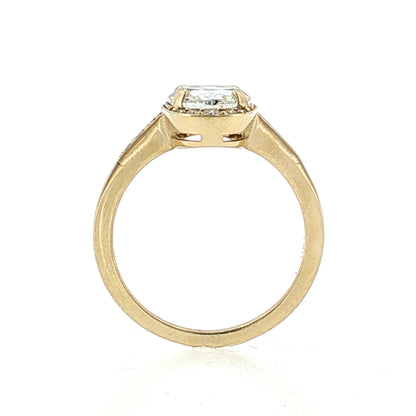 1.50 Rose Cut Diamond Halo Engagement Ring 14k