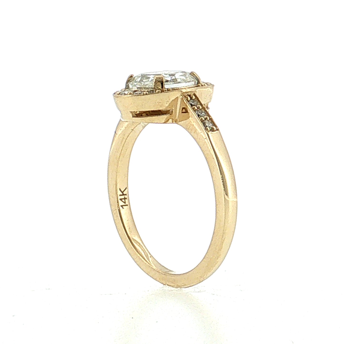 1.50 Rose Cut Diamond Halo Engagement Ring 14k