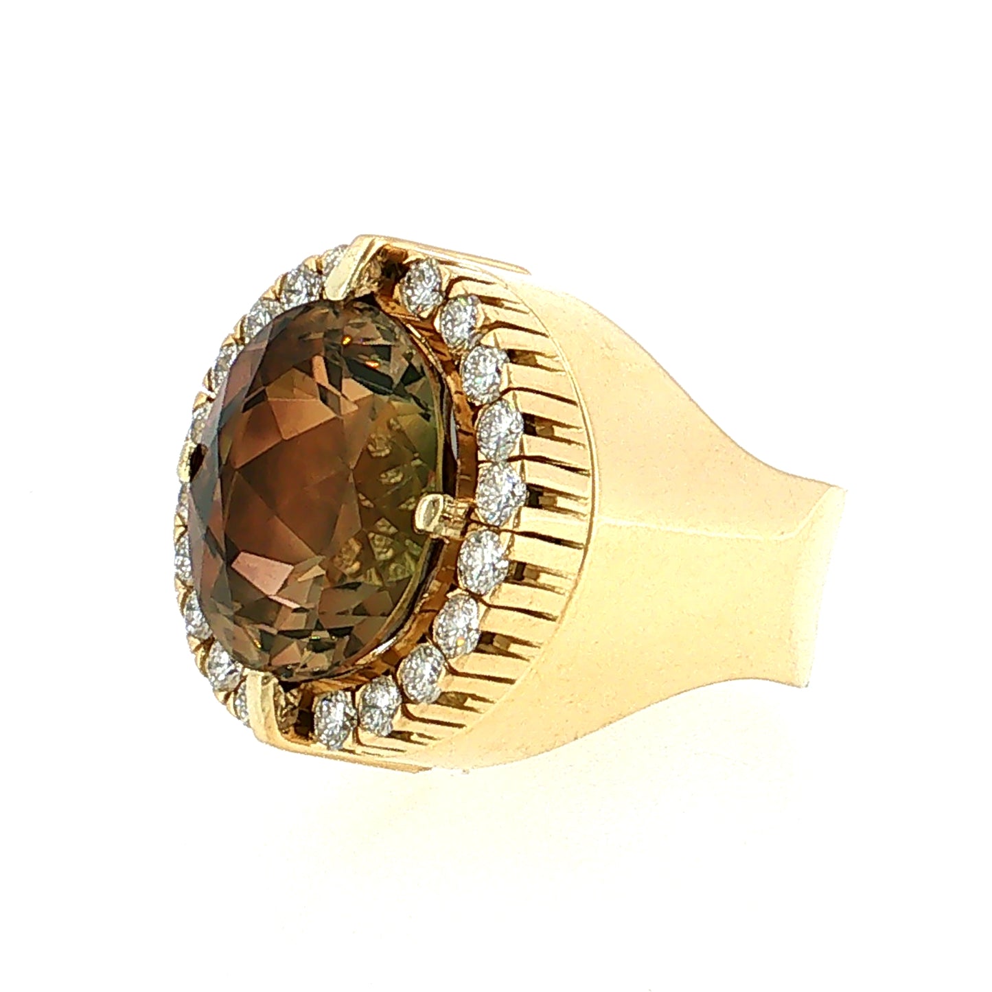 16.21 Bicolor Tourmaline Cocktail Ring 18k Yellow Gold