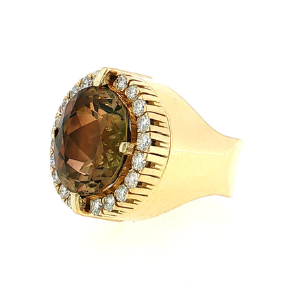 16.21 Bicolor Tourmaline Cocktail Ring 18k Yellow Gold