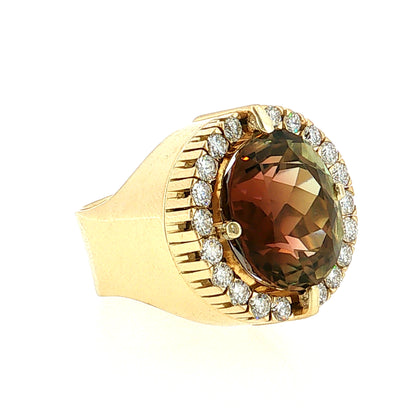 16.21 Bicolor Tourmaline Cocktail Ring 18k Yellow Gold