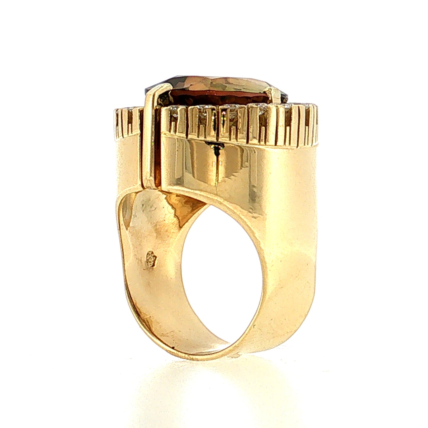 16.21 Bicolor Tourmaline Cocktail Ring 18k Yellow Gold