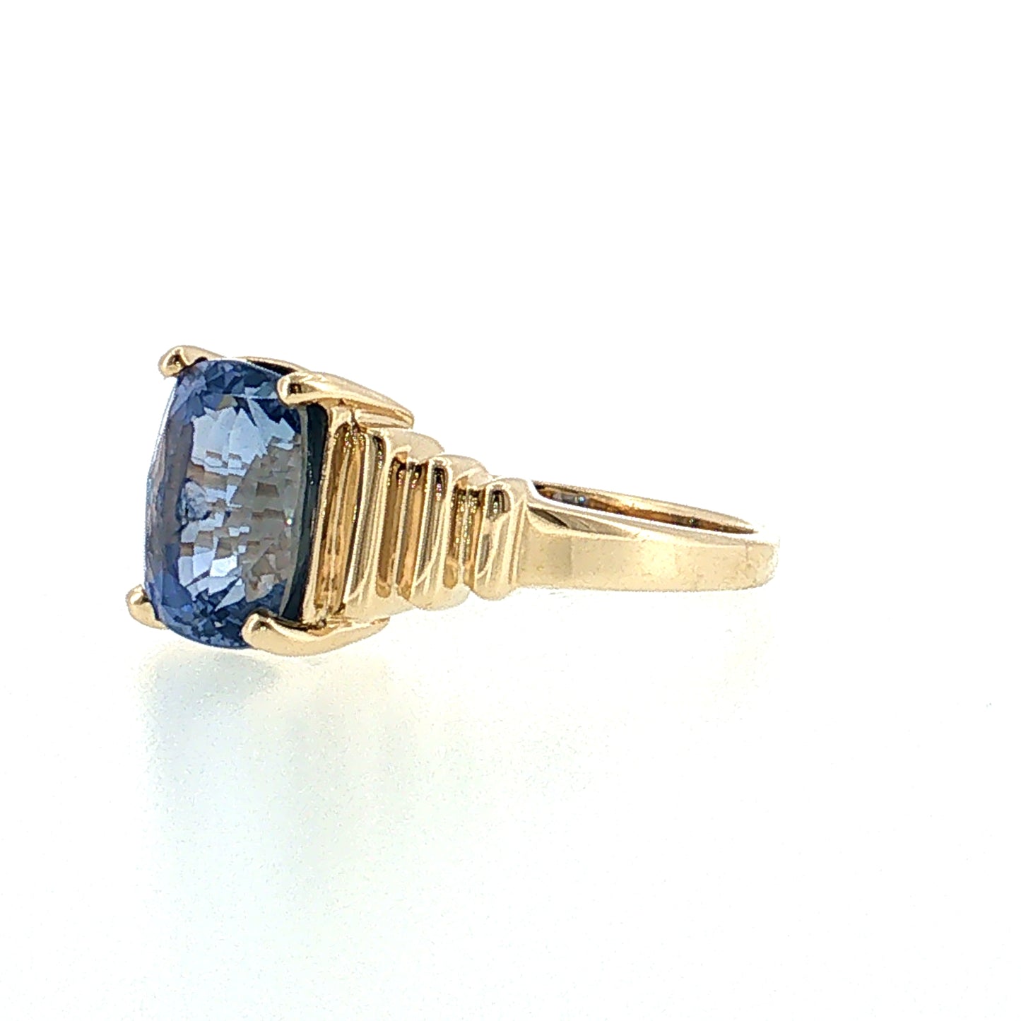 4.98 Cushion Blue Sapphire Engagement Ring 14k