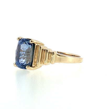 4.98 Cushion Blue Sapphire Engagement Ring 14k