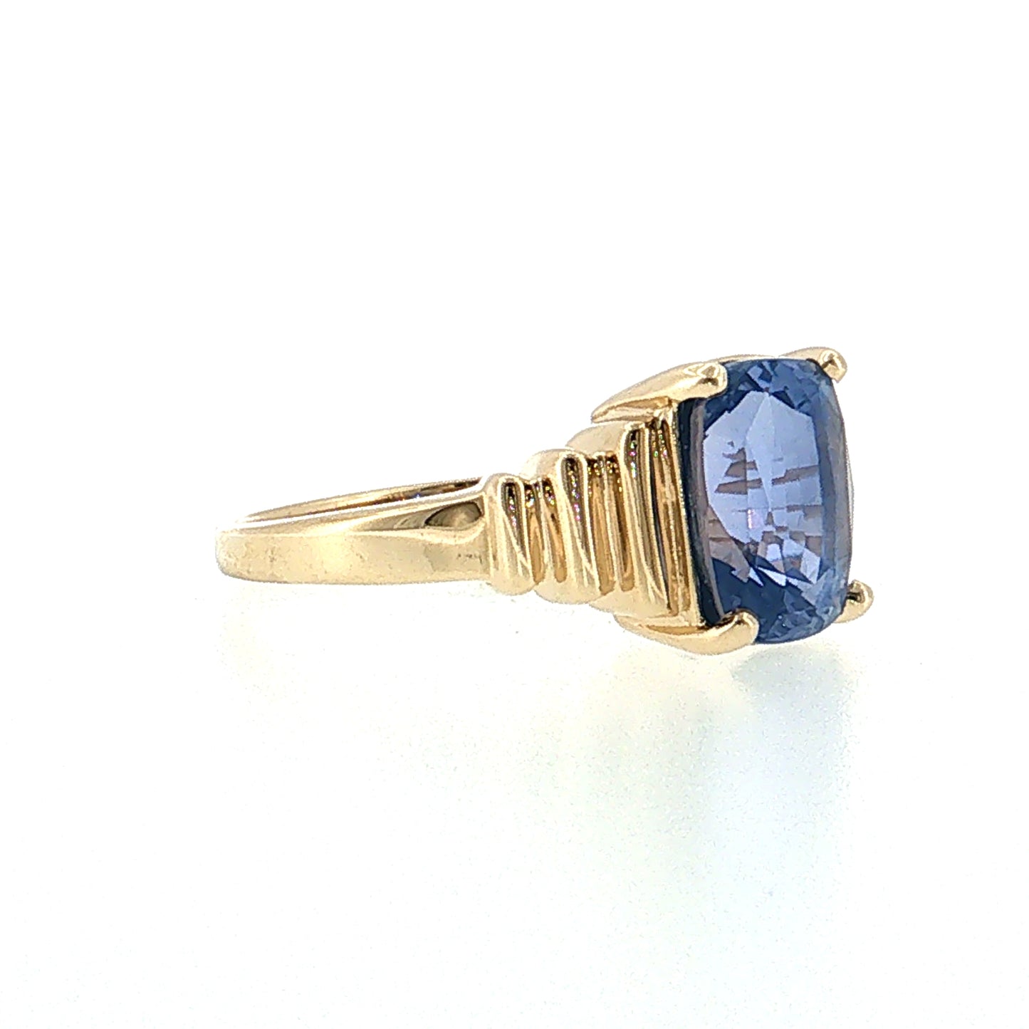 4.98 Cushion Blue Sapphire Engagement Ring 14k