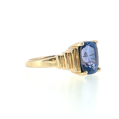 4.98 Cushion Blue Sapphire Engagement Ring 14k