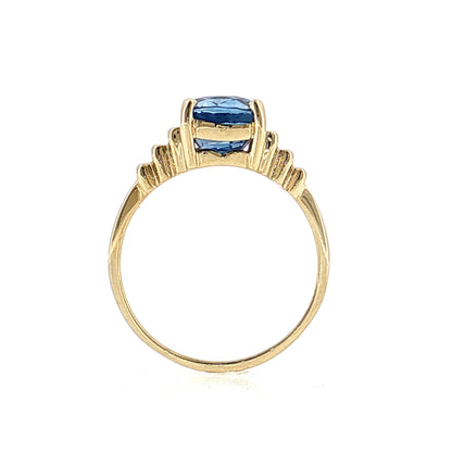 4.98 Cushion Blue Sapphire Engagement Ring 14k