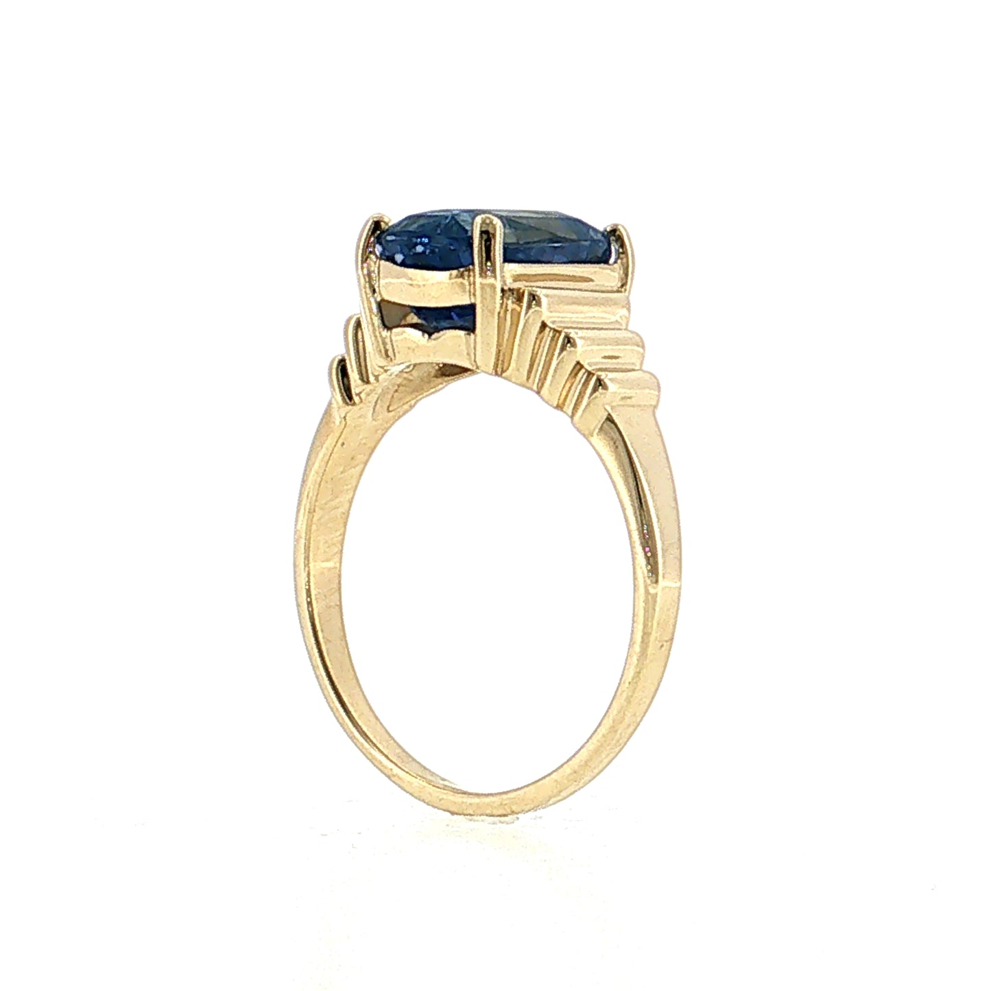 4.98 Cushion Blue Sapphire Engagement Ring 14k