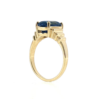 4.98 Cushion Blue Sapphire Engagement Ring 14k