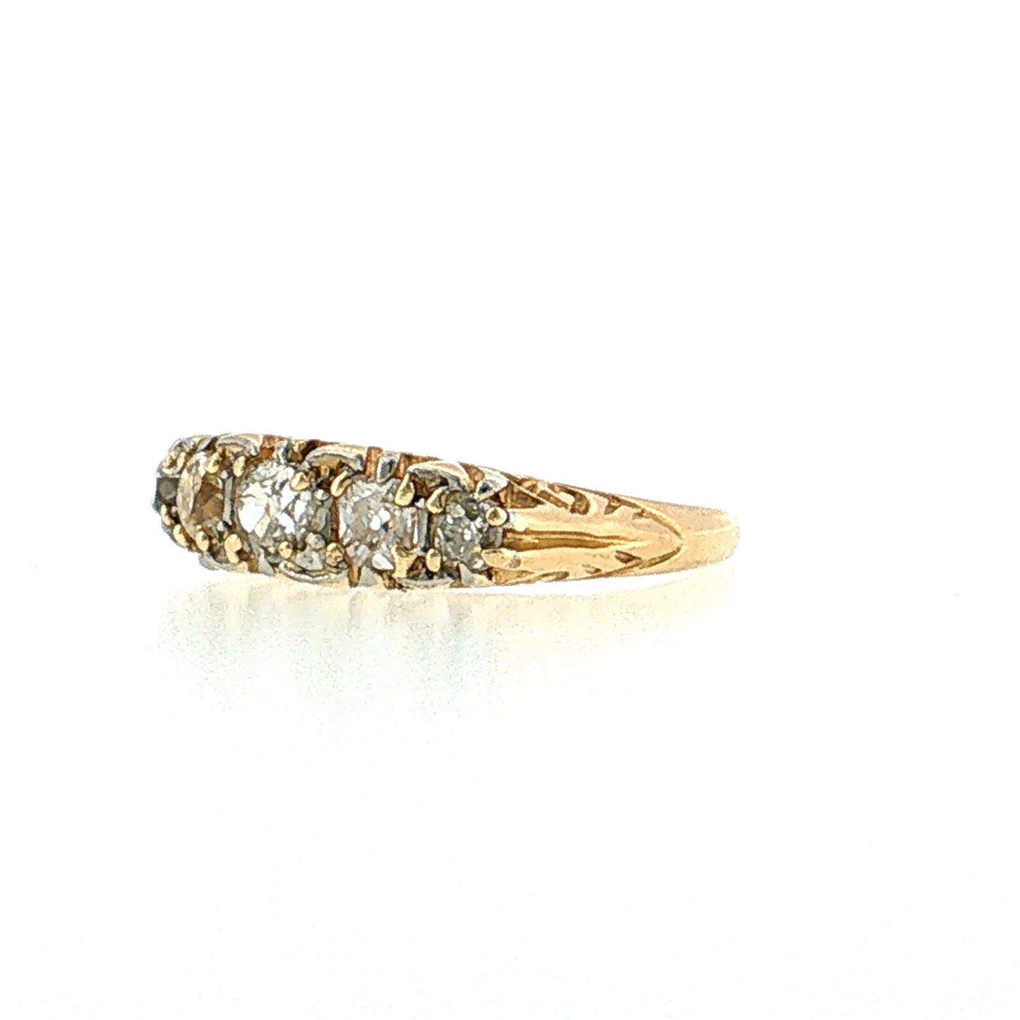.65 Victorian Old Mine Diamond Five Stone Ring 14k