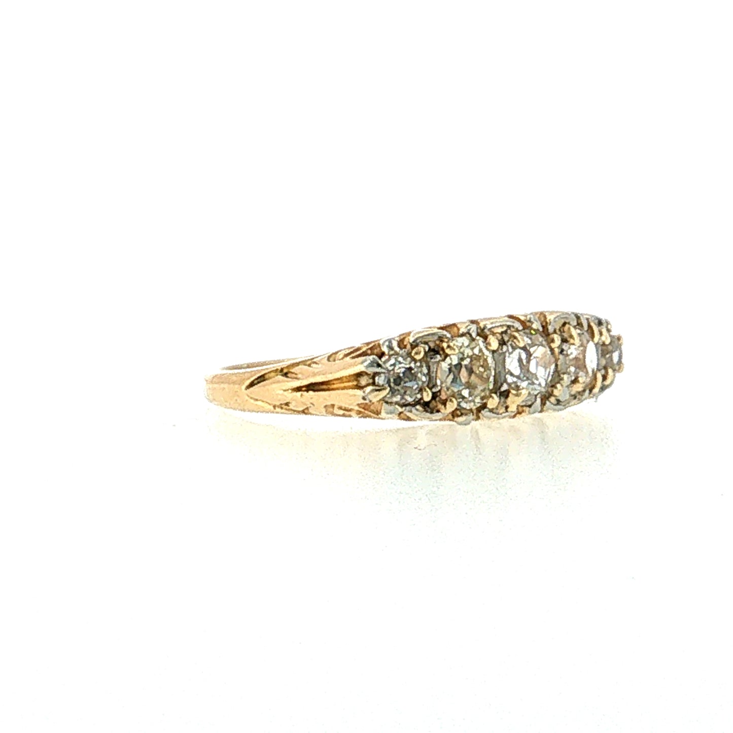 .65 Victorian Old Mine Diamond Five Stone Ring 14k