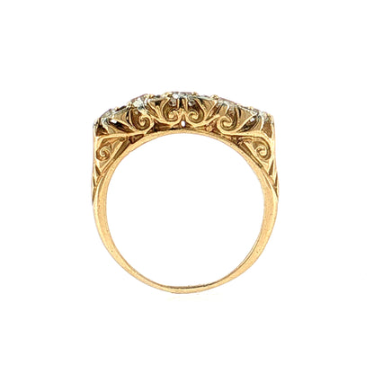 .65 Victorian Old Mine Diamond Five Stone Ring 14k