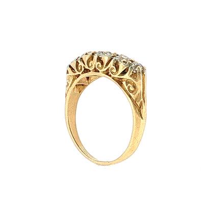 .65 Victorian Old Mine Diamond Five Stone Ring 14k