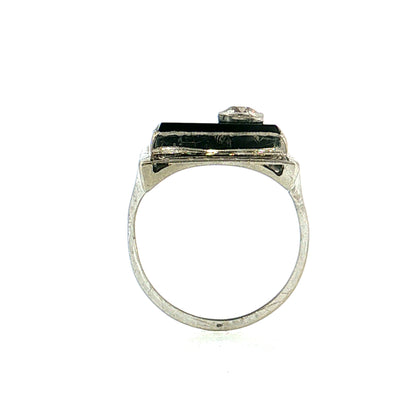 .25 Art Deco Diamond & Onyx Cocktail Ring Platinum