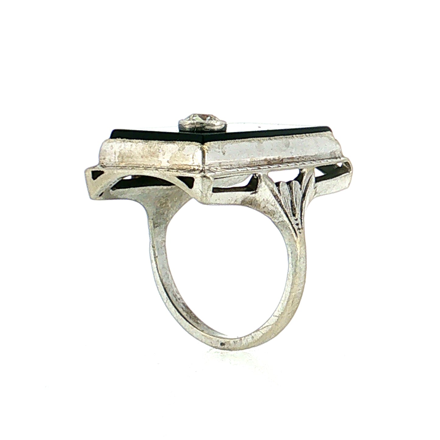 .25 Art Deco Diamond & Onyx Cocktail Ring Platinum
