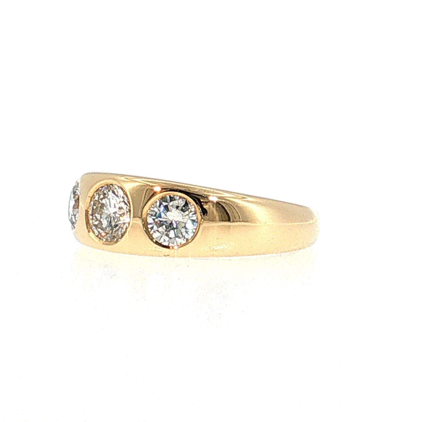 1.11 Three Stone Diamond Engagement 18k Yellow Gold