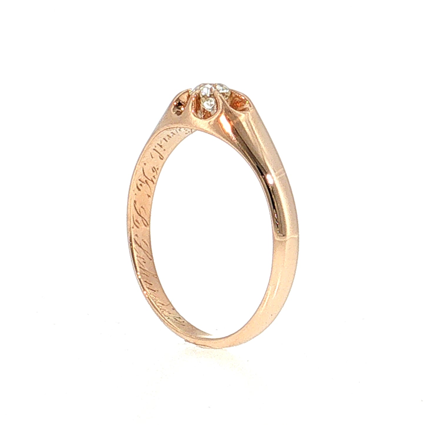 .25 Victorian Diamond Engagement Ring 14k Rose Gold