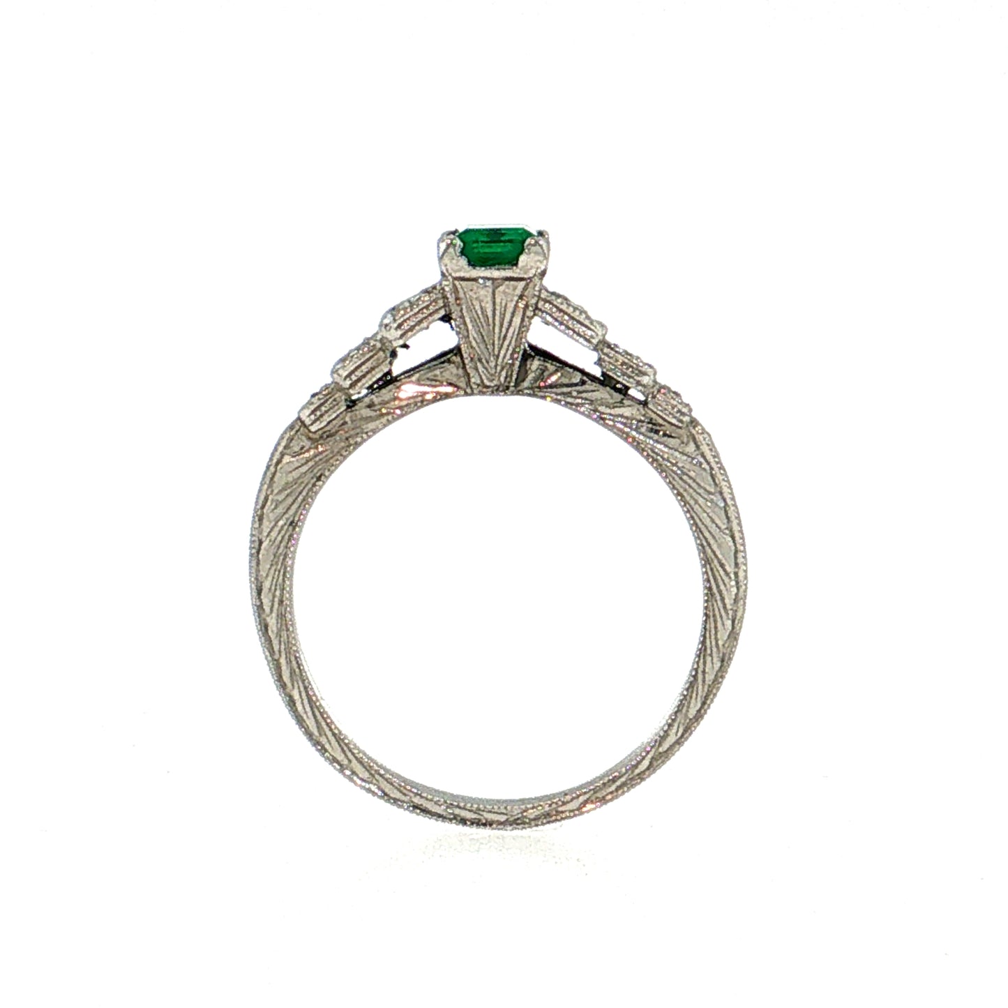 .52 Art Deco Emerald Engagement Ring Platinum