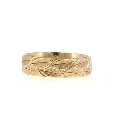 Men's Engraved Wedding Band 14k Yellow Gold