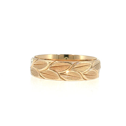 Men's Engraved Wedding Band 14k Yellow Gold