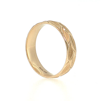 Men's Engraved Wedding Band 14k Yellow Gold