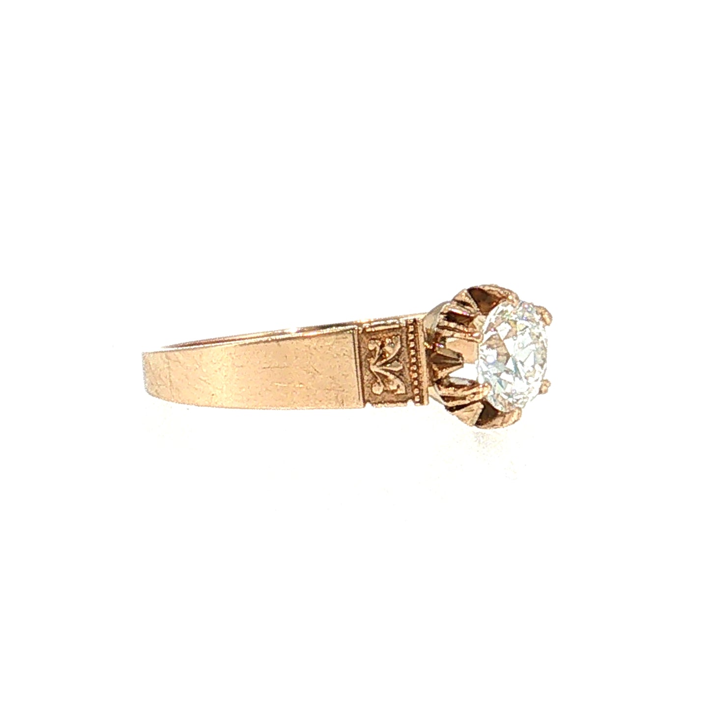.79 Victorian Diamond Solitaire Engagement Ring 14k