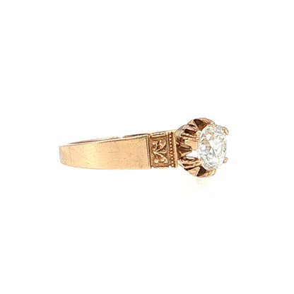 .79 Victorian Diamond Solitaire Engagement Ring 14k