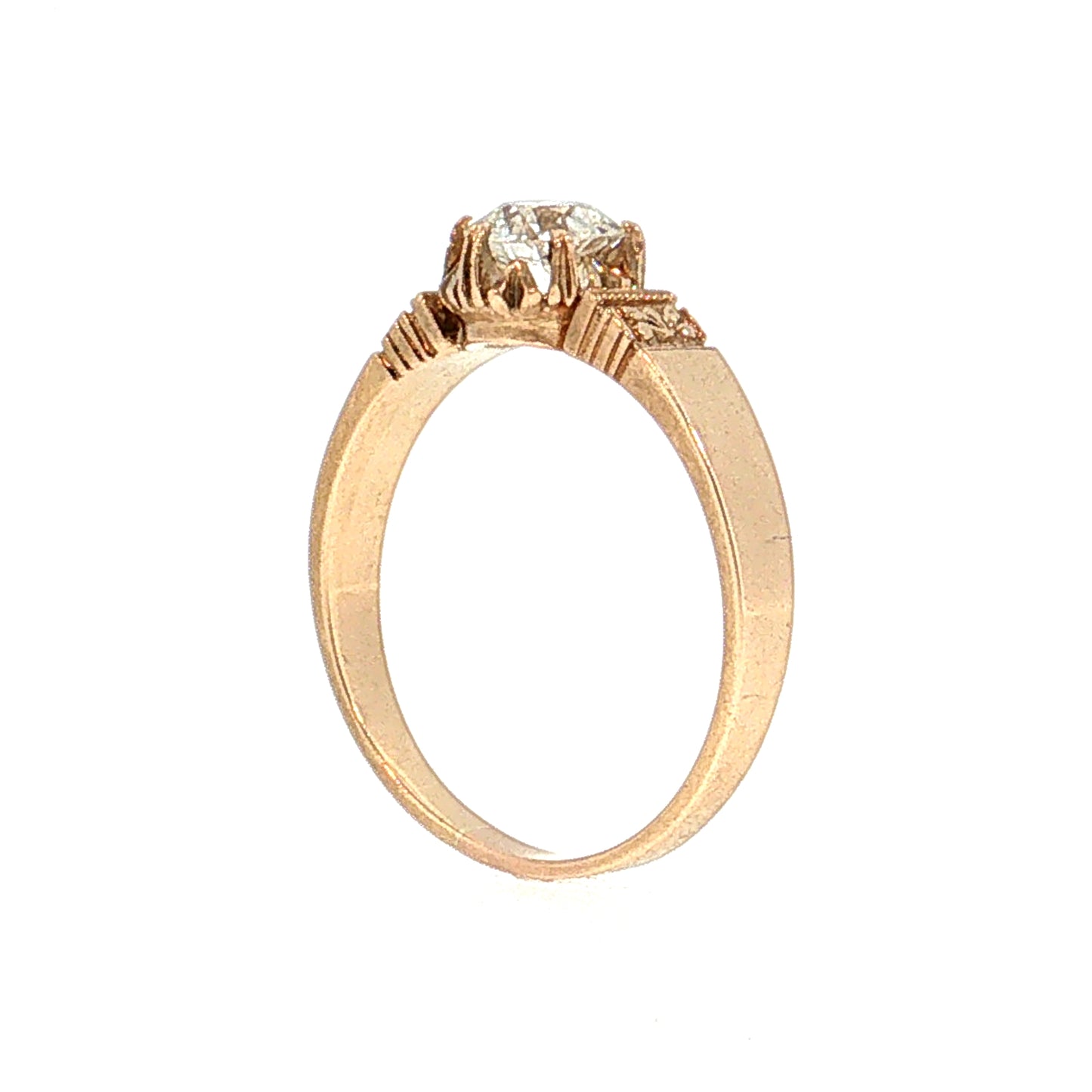 .79 Victorian Diamond Solitaire Engagement Ring 14k