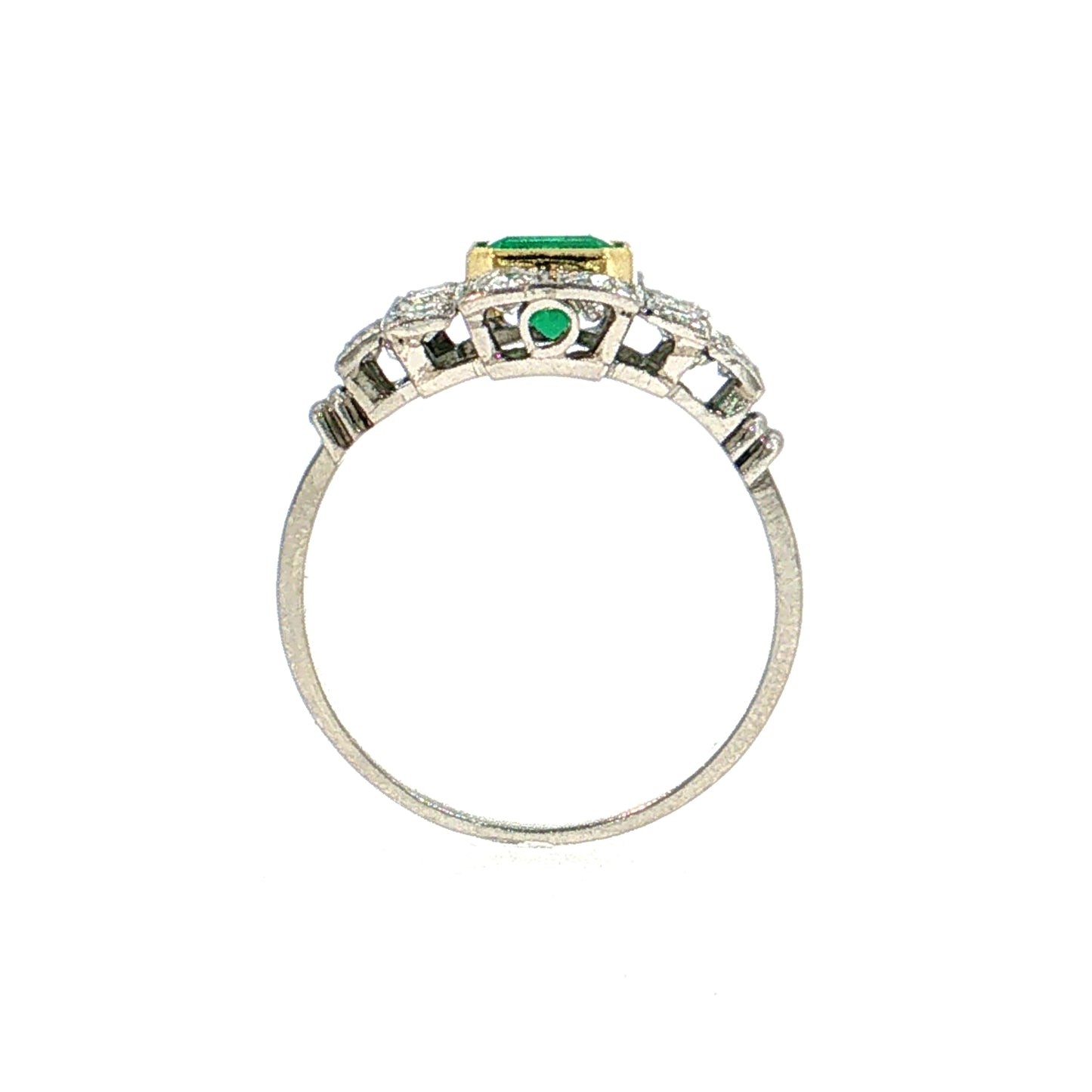 .94 Art Deco Emerald Cocktail Ring Platinum & 18k