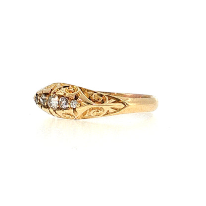 Victorian Diamond Filigree Stacking Ring 18k