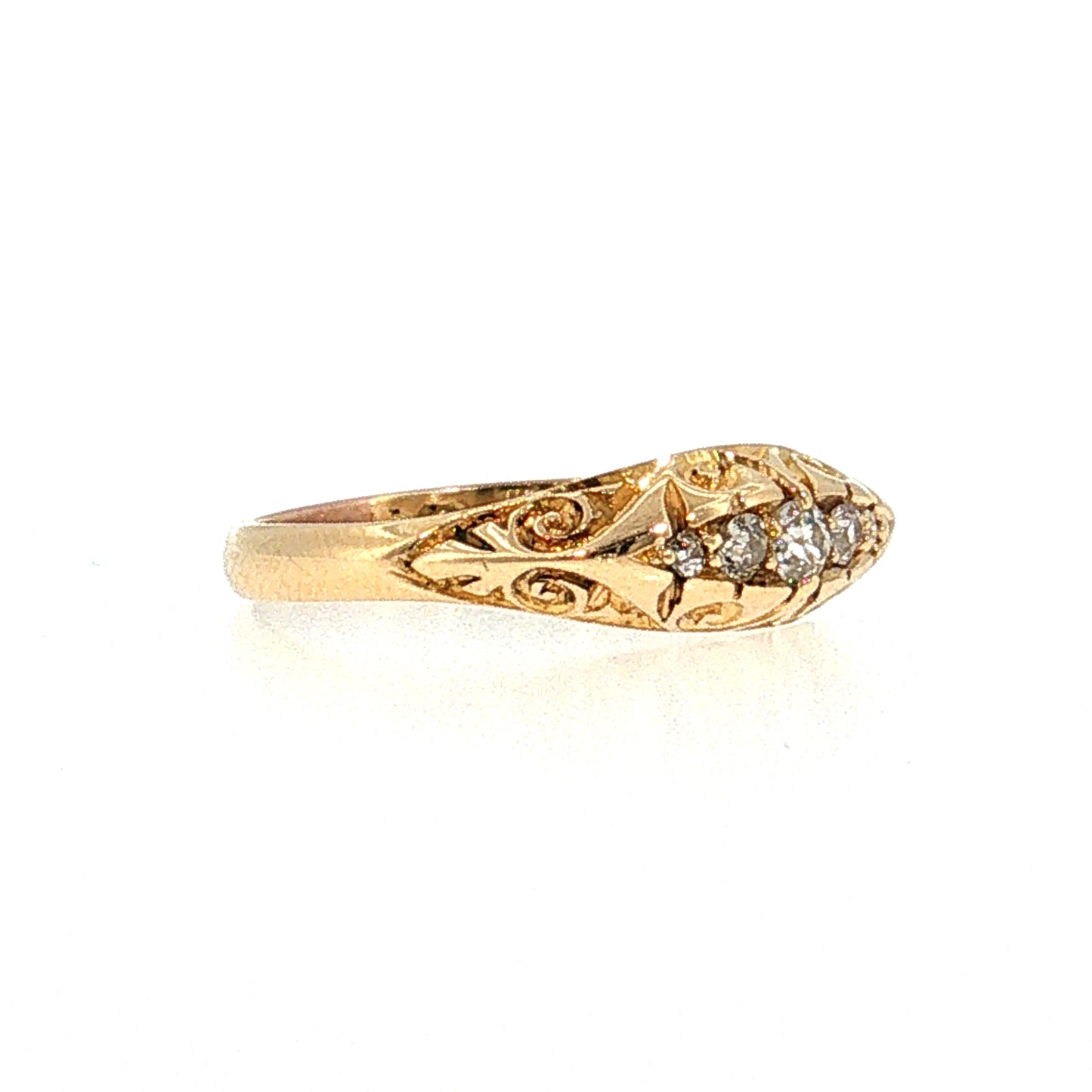 Victorian Diamond Filigree Stacking Ring 18k